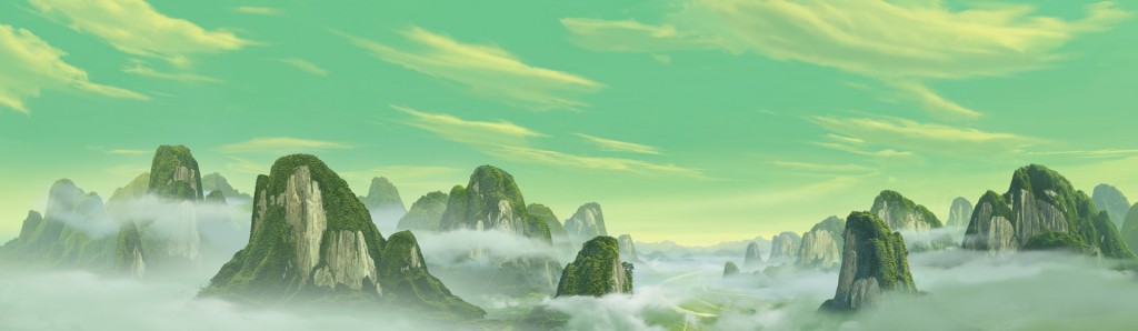 "Kung Fu Panda" the Green Mountains.photoshop cs5.1, mountains assisted with Vue